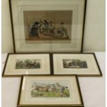 Group of four early 19th century coloured engravings or aquatints depicting bull or bear baiting.