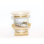 Flight Barr & Barr Worcester squat spill vase of urn form with gilt & simulated pearl banding &