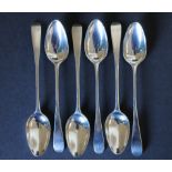 Set of six Scottish silver tea spoons of very slender shape, initialled, possibly by A.