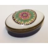 18th century English enamel oval patch box,