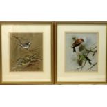 G. I. WOODLEY. Studies of birds. Watercolour & gouache - a pair. One signed & dated (19)74.