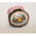 18th century English enamel oval patch box,