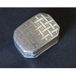 Silver vinaigrette of rectangular curved shape with lattice engraving & radially pierced grille,