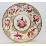 Coalport, John Rose plate, painted with sprays of roses & other flowers to the centre & reserves,