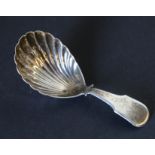 George III silver caddy spoon with scallop bowl, by E Morley, 1804 Condition Report.