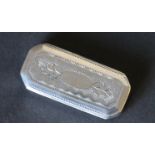 Silver vinaigrette of elongated rectangular shape with cut corners,