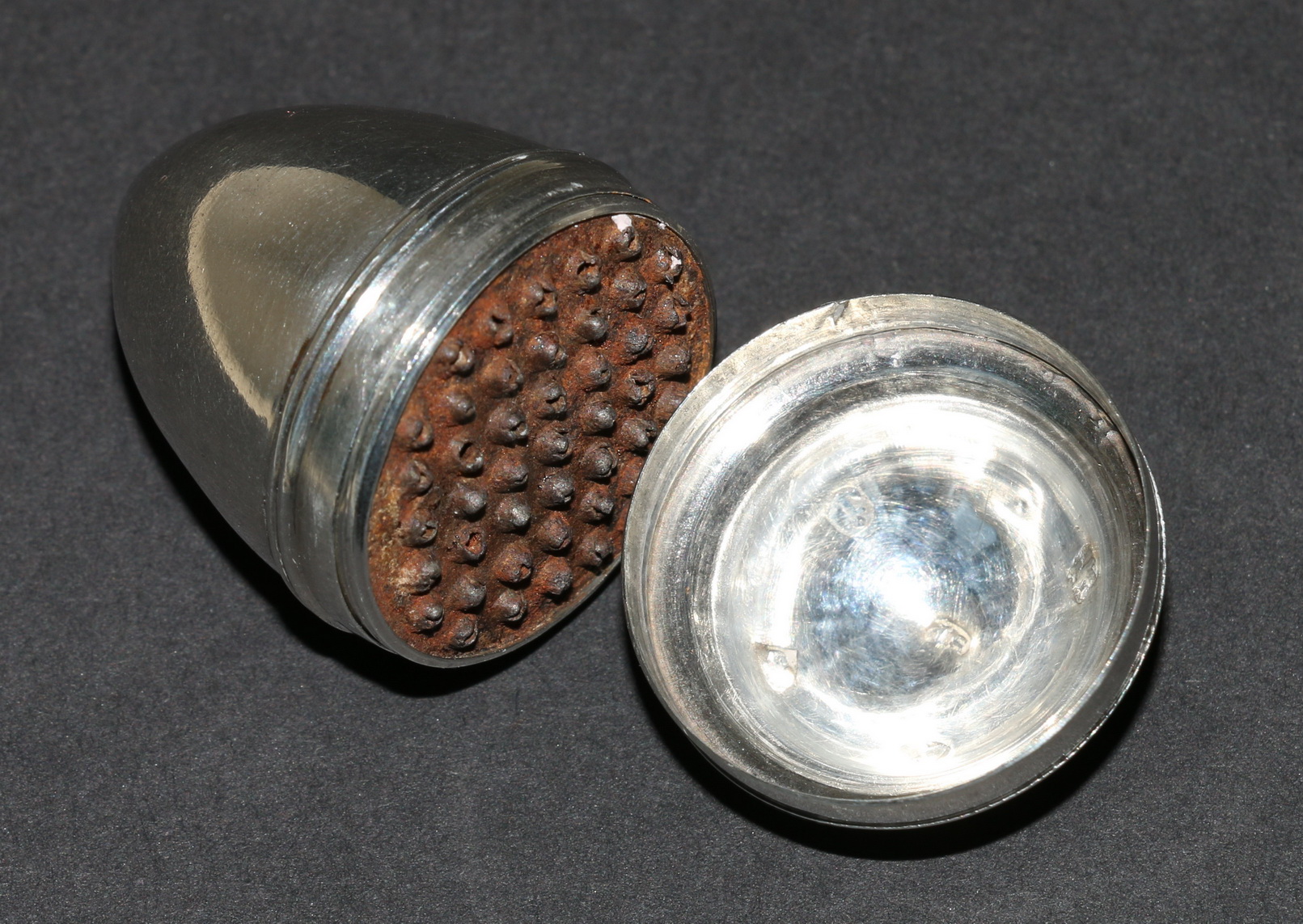 Silver nutmeg grater of ovoid shape, by Samuel Pemberton, Birmingham, probably 1803, 35mm. - Image 2 of 8