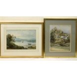 ARTIST UNKNOWN. A lake view. Watercolour. Signed with initial M & date (19)92.