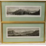 Ullswater & Rydal, pair of panoramic engravings after Westoll, published by Ackermann, 17cm x 61cm.