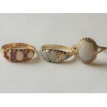 18ct gold ring, now with two opals, 1902 and two others 9ct (3).