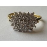 Diamond multi-gem cluster ring with small brilliants, in 18ct gold.