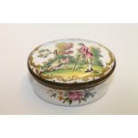 18th century English enamel oval patch or snuff box,