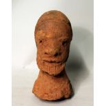 Antique Nigerian Nok terracotta bust of a man, 15cm high.