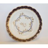 Worcester lobed circular dish, blue & gilt border & blue & gilt inset & foliate sprays,