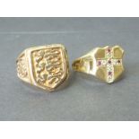 Two gents 9ct gold signet rings.