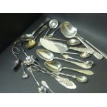 Various Continental silver and e.p. spoons and other items.