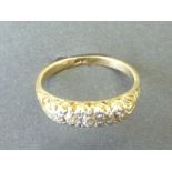 Diamond five stone ring with old cut brilliants "18ct"