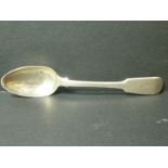Silver fiddle pattern dessert spoon by Hamilton, Calcutta, C1850.