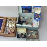 Crown, 1899, various Victorian and other coins, some silver costume jewellery and other items.