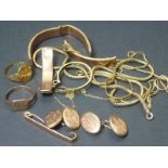 Pair of 9ct gold cufflinks, a necklet and various other items mostly 9ct gold.