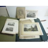 Prints & Engravings. A bundle of various, mainly topographical, in an old portfolio.