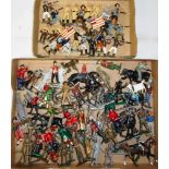 Two trays of various cast soldiers. Some hand painted.