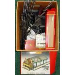 00 gauge. Box of trackside buildings, some boxed, also some track.