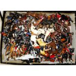 Box of various cast metal mounted figures.