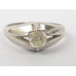 Diamond solitaire ring with brilliant approx. 0.4ct in platinum split shank mount.