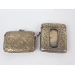 Silver vesta case with two compartments and another with card slide, Birmingham, 1899 and 1911.