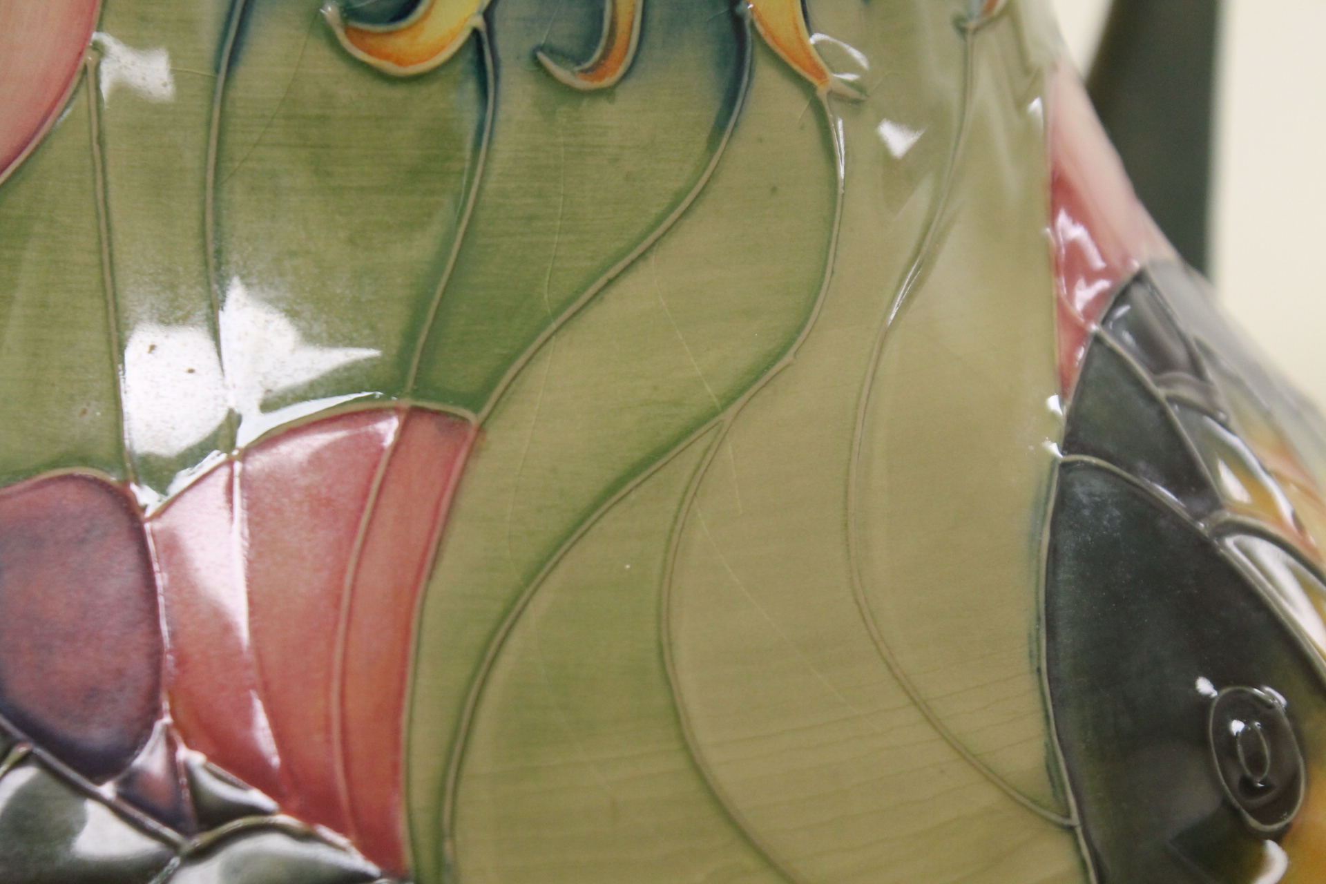 Large Moorcroft Pottery twin handled "Carp" pattern vase designed by Sally Tuffin, - Image 6 of 13