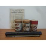 Three Edison record phonograph rolls and "The B.B.J. Ideal" candy making thermometer.