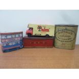 Four collectors toffee and biscuit tins including "Walters Palm Toffee" "C.W.