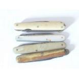 Four pen and fruit knives including silver. Condition Report.