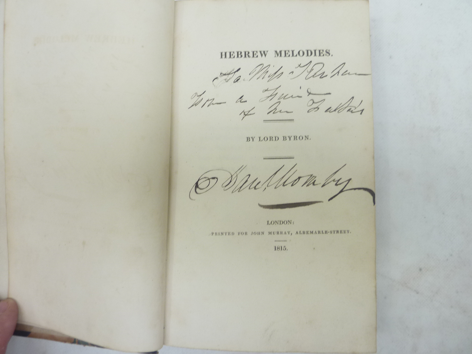 BYRON LORD. Hebrew Melodies, 1815 & other Byron works bound together in one vol. - Image 4 of 4