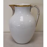 Large 19th century Copeland China white and gilt ewer, retailed by T. Goode. 15".