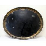 Large oval tole ware tray, the back ground with gilt border, 30".