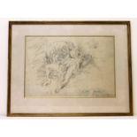 Artist Unknown. Road Accident. Pencil sketch. Indistinctly signed & dated 1954. 10" x 14½".