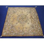 Early to mid 20th century Eastern embroidered satin tablecloth,