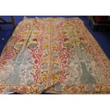 Large 20th century vintage crewel work bedspread, worked in polychrome wool on white cotton ground,