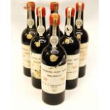 Graham & Co. 1958 Crusted Port, five bottles, labels damaged. Condition Report.