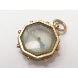 Victorian gold octagonal watch fob compass, probably 15ct. Condition Report.