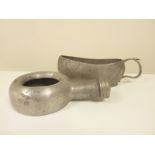 French pewter bourdaloue with loop handle and a small pewter chamber pot (2)