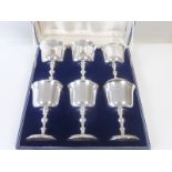 Good set of six Irish silver goblets of early 17th century style,