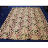 Victorian patchwork quilt in brown, pink and cream floral chintz,