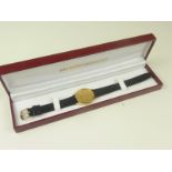 Gent's Seiko quartz watch, 9ct gold on strap.