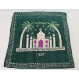 Early 20th century souvenir cushion cover, depicting the Taj Mahal, India,