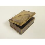 Georgian gilt metal rectangular snuff box, agate with tortoiseshell base, 72mm.