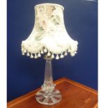 Large cut glass table lamp, 65cm high. Condition Report.