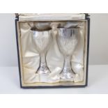 Pair of silver goblets "Court Cups" by Christopher Lawrence, in sizes,